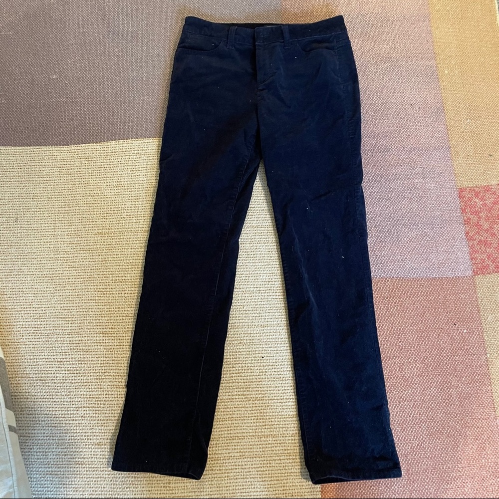 blue straight leg corduroy pants